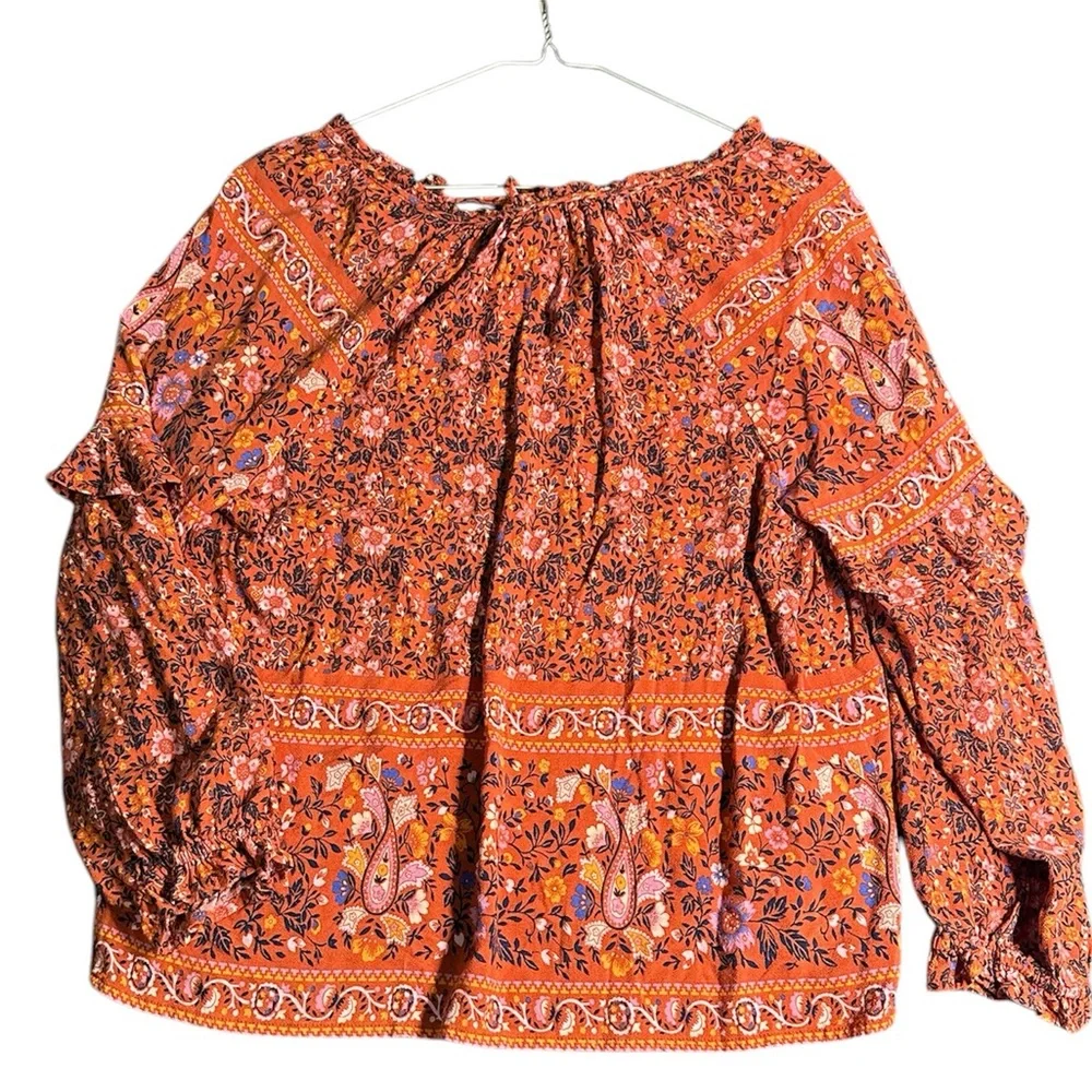 American eagle flowy orange blouse - Picture 4 of 4